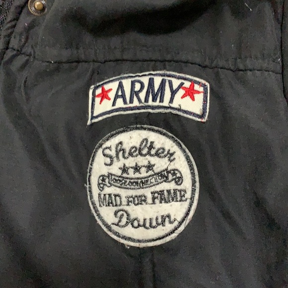 Army style winter coat black fake fur - Picture 2 of 7